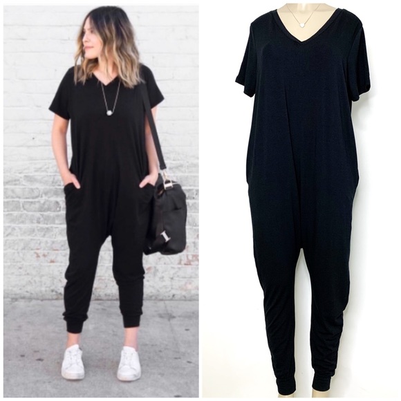 Memi Collective Pants - MEMI COLLECTIVE Black The Romper Pockets Small